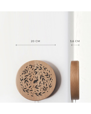 Lampe veilleuse ronde en bois - lapin