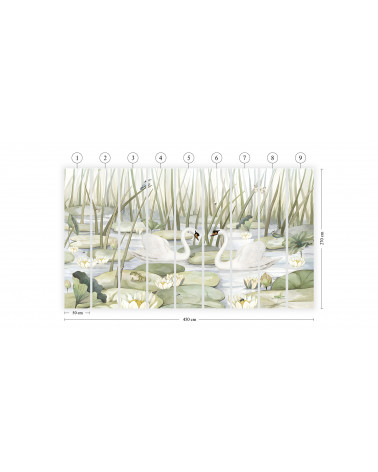 Papier peint enfant cygnes Spectacular swans - Kikki belle