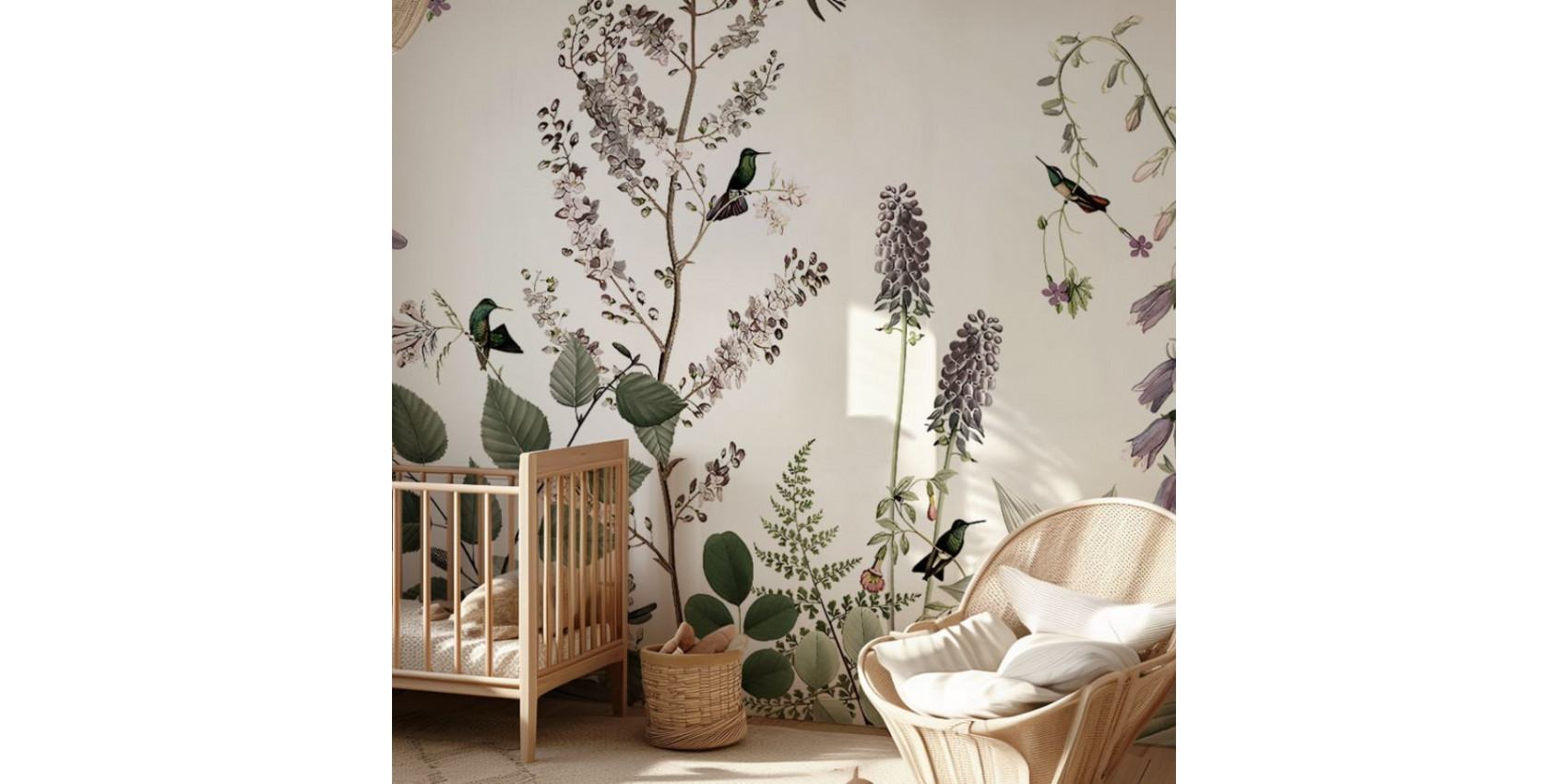 Papier peint enfant Hummingbird Hedge - Kikki Belle