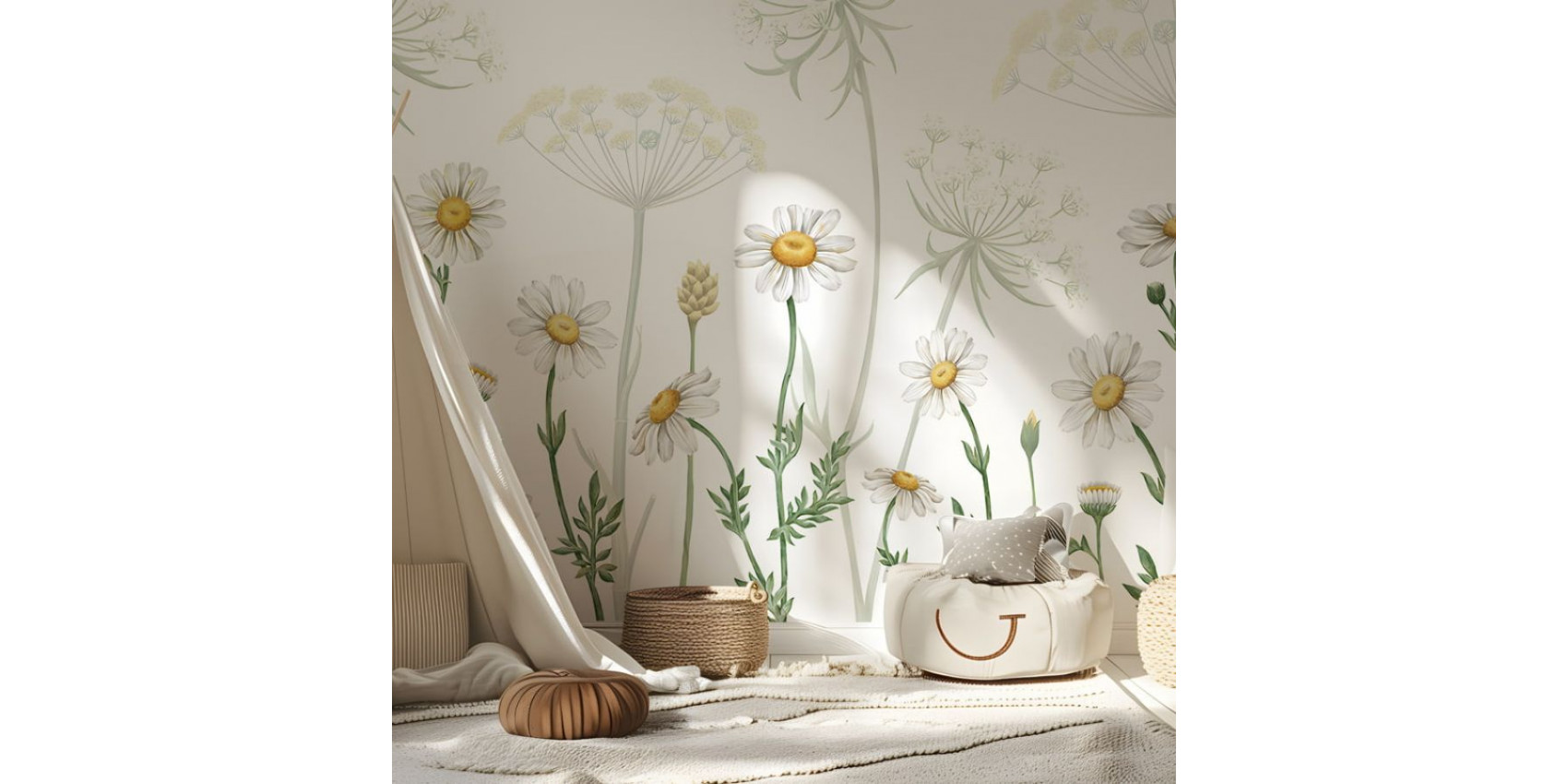 Papier peint enfant Field of Daisies - Kikki Belle