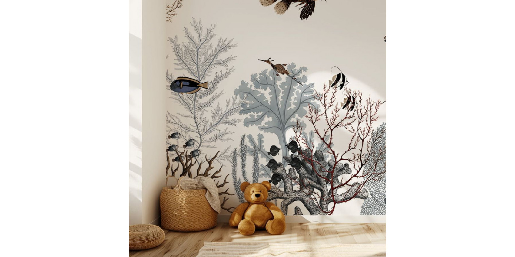 Papier peint enfant Roaring reef - white kikki belle