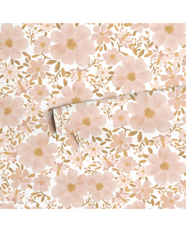 Papier peint enfant - les fleurs fond blanc - Lilipinso