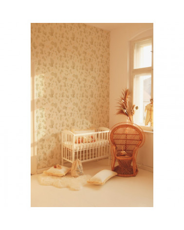 Papier peint enfant subtle beige leaves