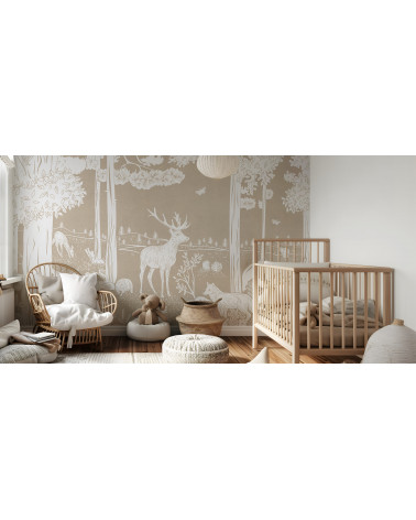 Papier peint enfant Monochrome Forest - Brown - Kikki Belle