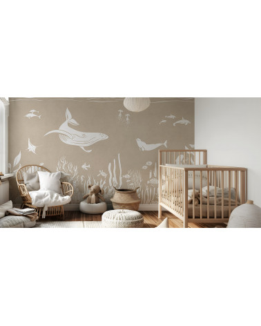 Papier peint enfant Monochrome Sea - Brown - Kikki Belle