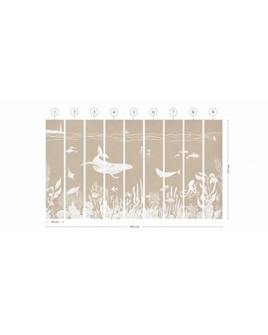 Papier peint enfant Monochrome Sea - Brown - Kikki Belle