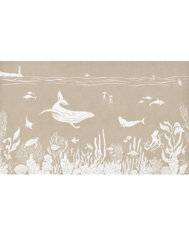 Papier peint enfant Monochrome Sea - Brown - Kikki Belle