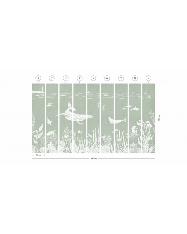 Papier peint enfant Monochrome Sea - Green - Kikki belle