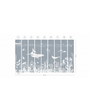 Papier peint enfant Monochrome Sea - Blue - Kikki Belle