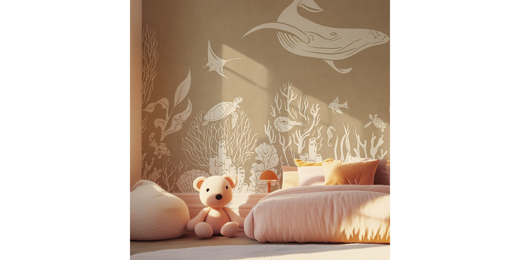 Papier peint enfant Monochrome Sea - Brown - Kikki Belle