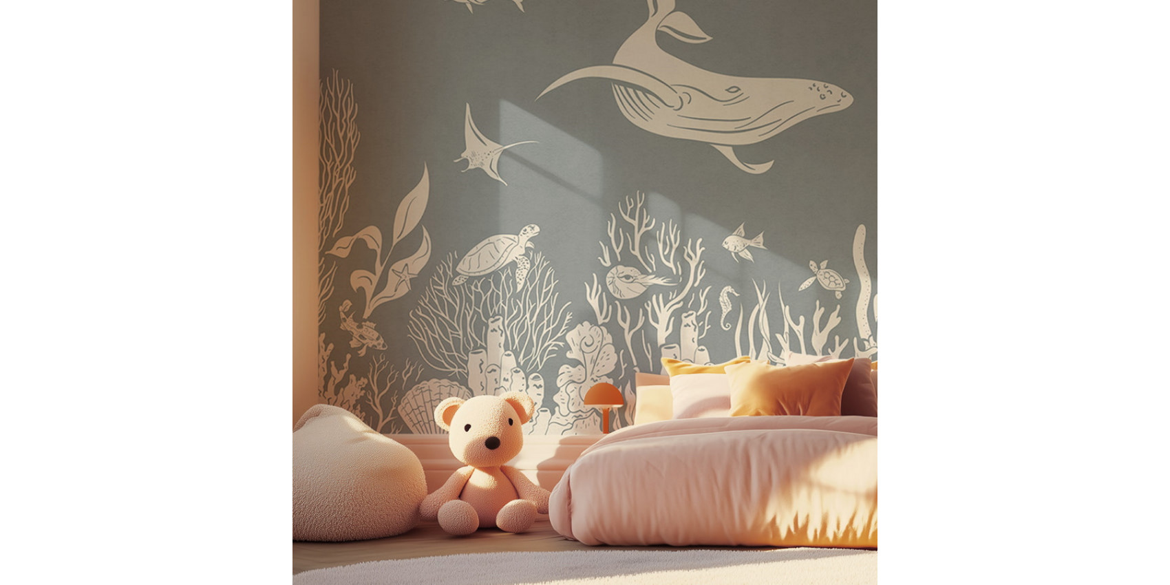 Papier peint enfant Monochrome Sea - Blue - Kikki Belle