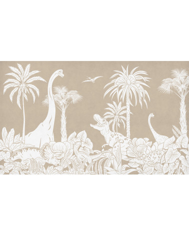 Papier peint enfant Monochrome Dino - Brown