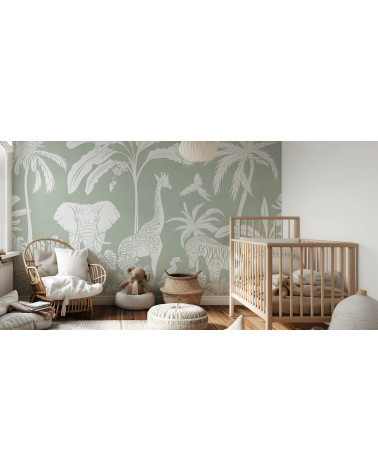 Papier peint enfant Monochrome Jungle - Green