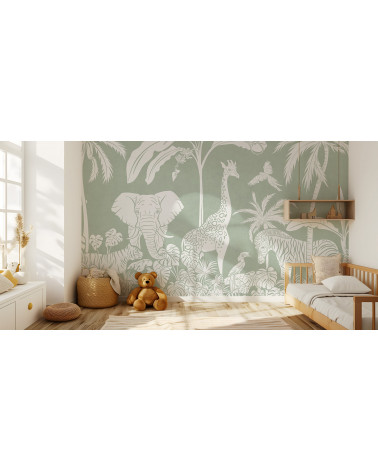 Papier peint enfant Monochrome Jungle - Green