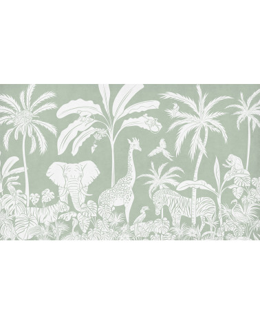 Papier peint enfant Monochrome Jungle - Green