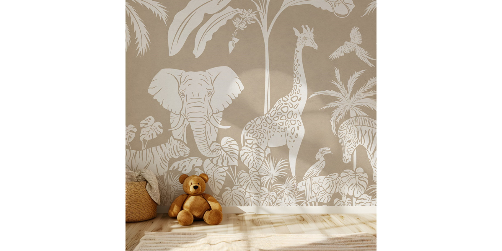 Papier peint enfant Monochrome Jungle - Brown