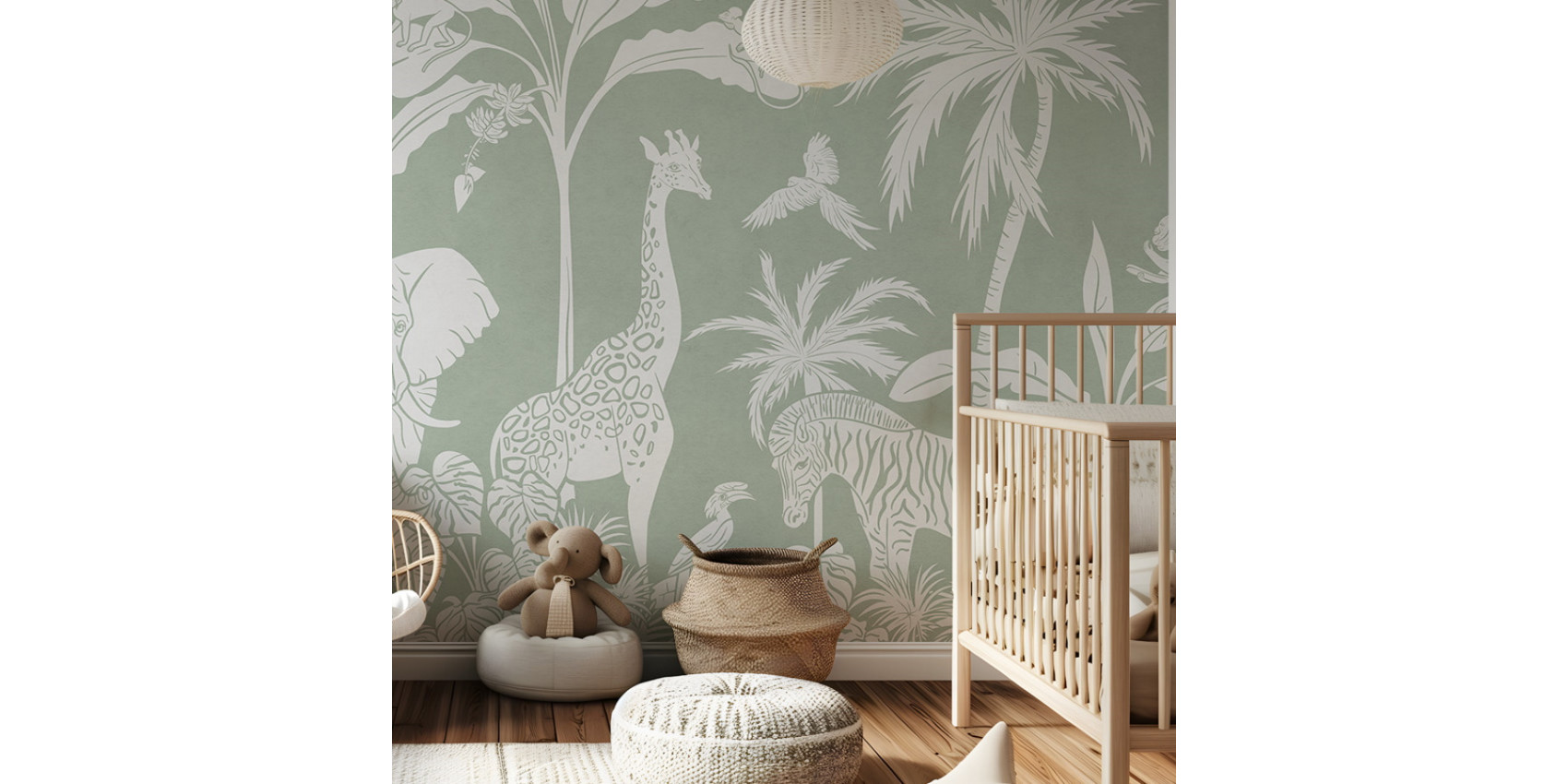 Papier peint enfant Monochrome Jungle - Green
