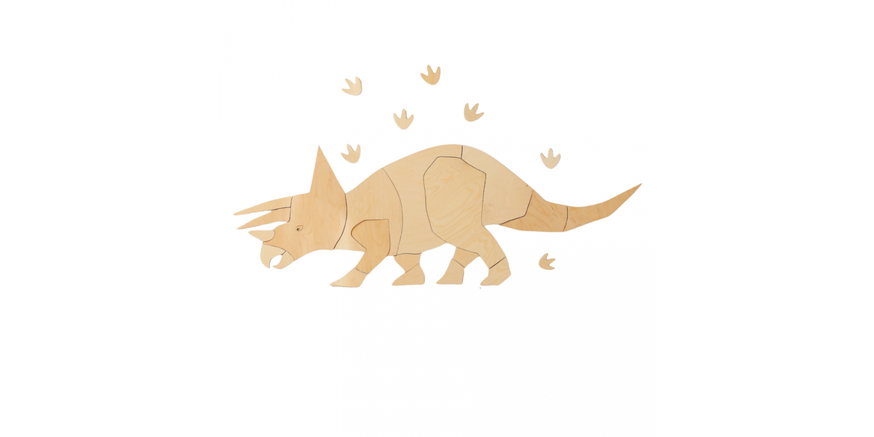 Décoration Murale en Bois - Tricératops