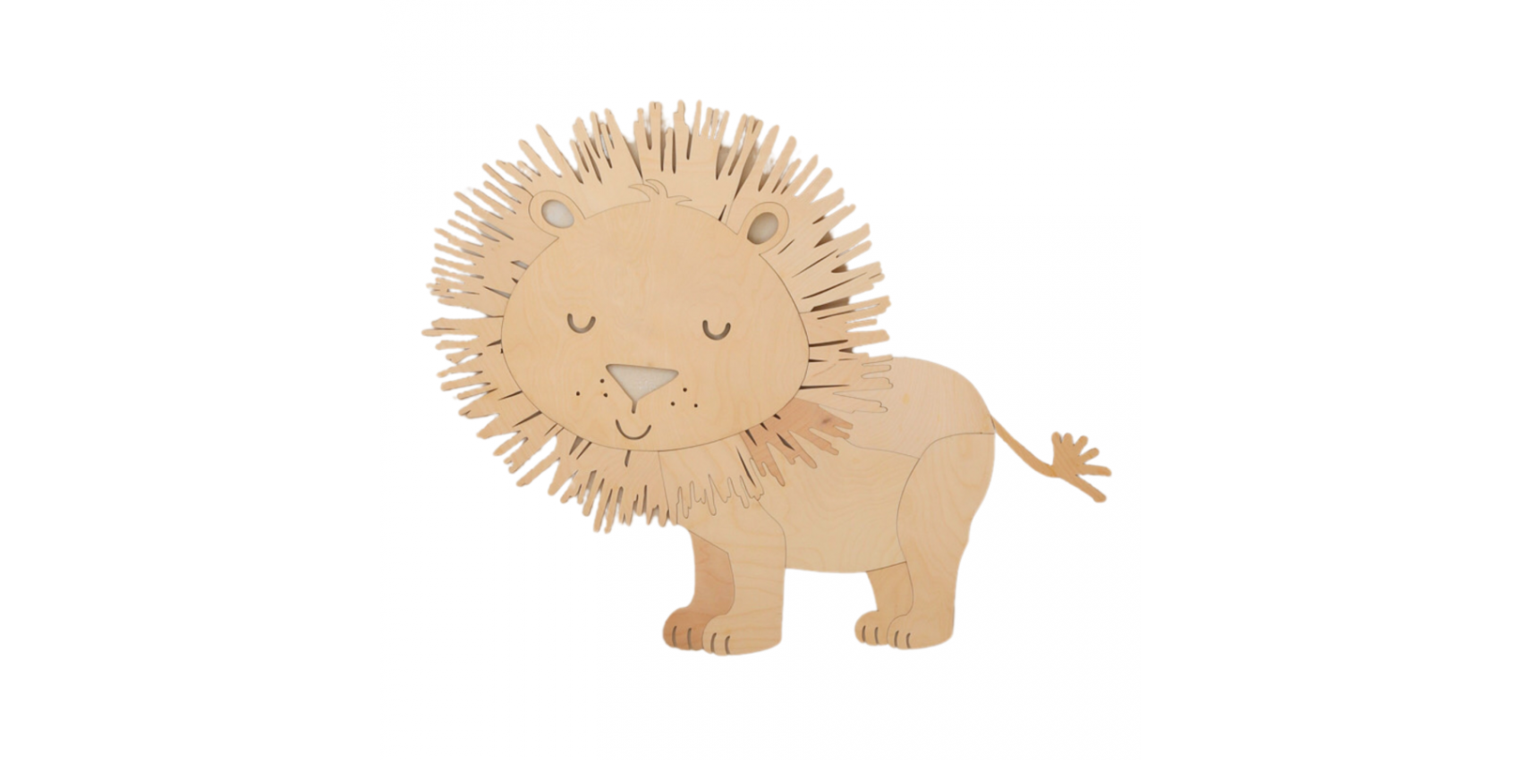 Décoration Murale En Bois Lion Géométrique 50x40 Cm - Art 3D Safari Moderne Naturel