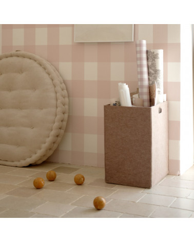 Papier peint enfant à carreaux - rose