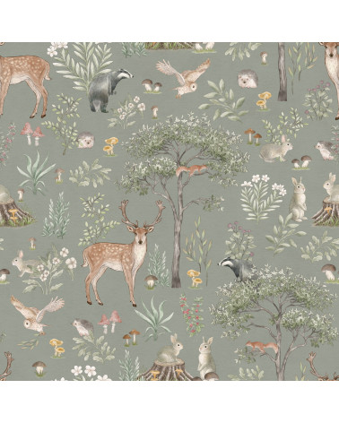Papier peint enfant Fantastic Forest - green