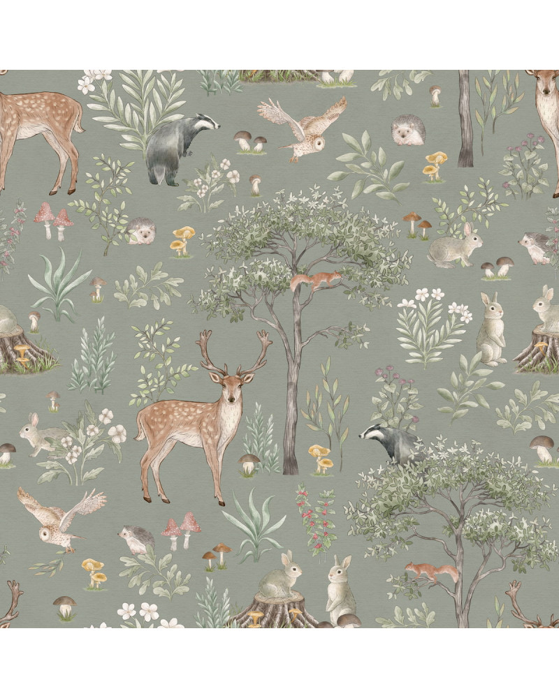 Papier peint enfant Fantastic Forest - green