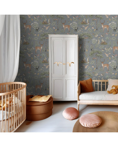 Papier peint enfant Fantastic Forest - blue
