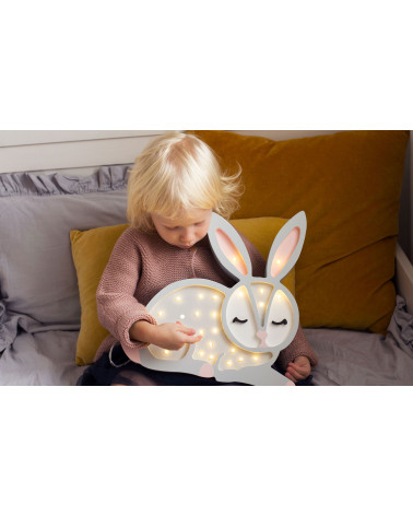 Veilleuse sculptée bois lapin