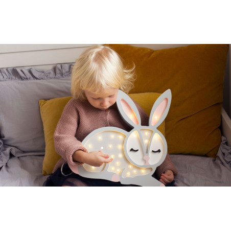 Veilleuse sculptée bois lapin