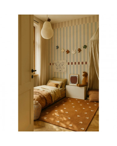 Papier peint enfant rayures Nostalgie bleu et beige