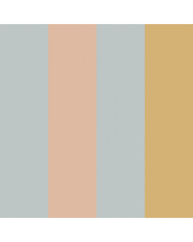 Papier Peint Enfant – Rayures Bleu, Saumon et Jaune