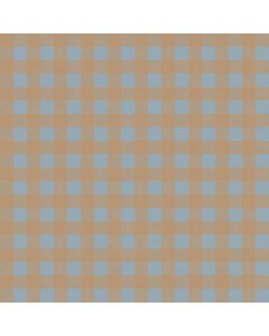 Papier Peint Enfant Carreaux Minimini – Brun et Bleu