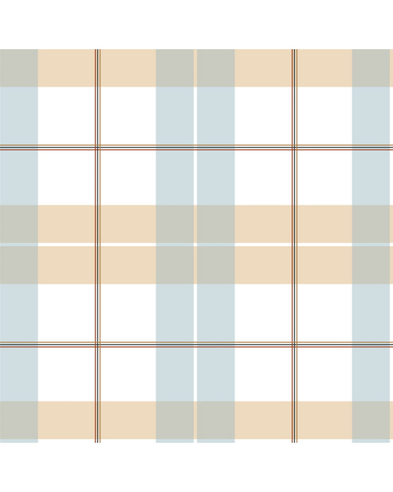 Papier Peint Enfant Carreaux Maxi – Beige, Bleu et Rouge