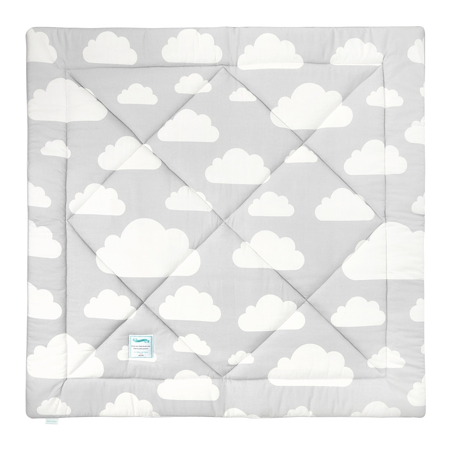 Tapis de jeux gris et menthe motif nuages Tapis de jeux gris et menthe motif nuages