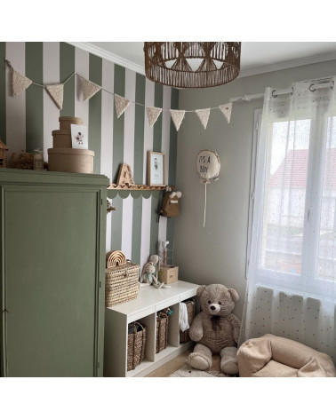 Papier peint enfant à rayures Portofino vert