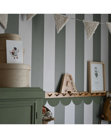 Papier peint enfant à rayures Portofino vert