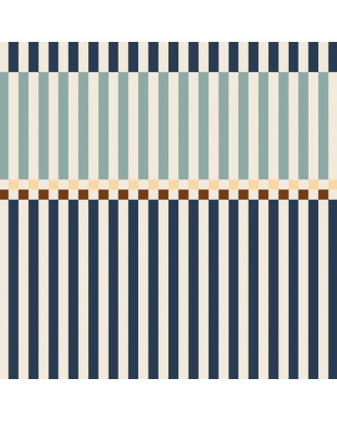 Papier Peint Enfant – Rayures Happy Bleu Marine et Vert Menthe