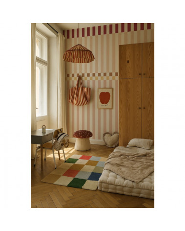 Papier Peint Enfant – Rayures Happy Rose Cerise