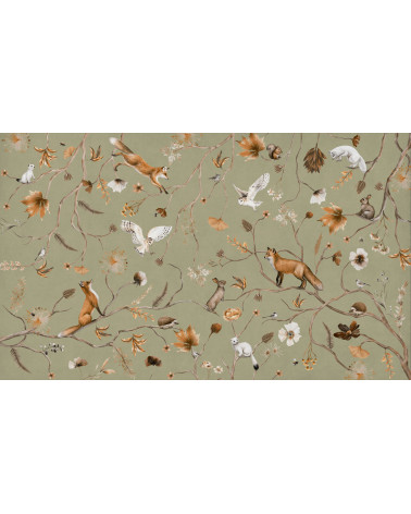 Papier peint enfant Playful Forest - green