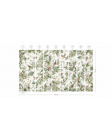 Papier peint enfant Playful Robins - White