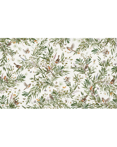 Papier peint enfant Playful Robins - White