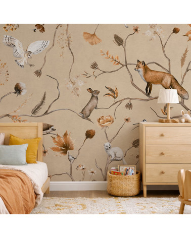 Papier peint enfant Playful Forest - Beige