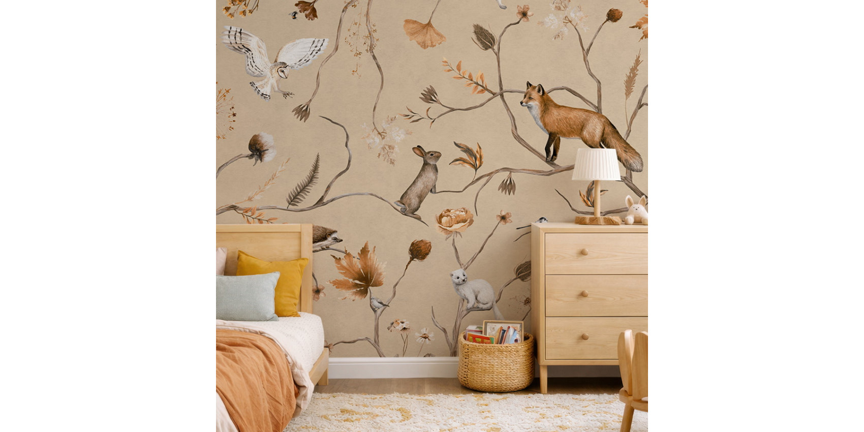 Papier peint enfant Playful Forest - Beige