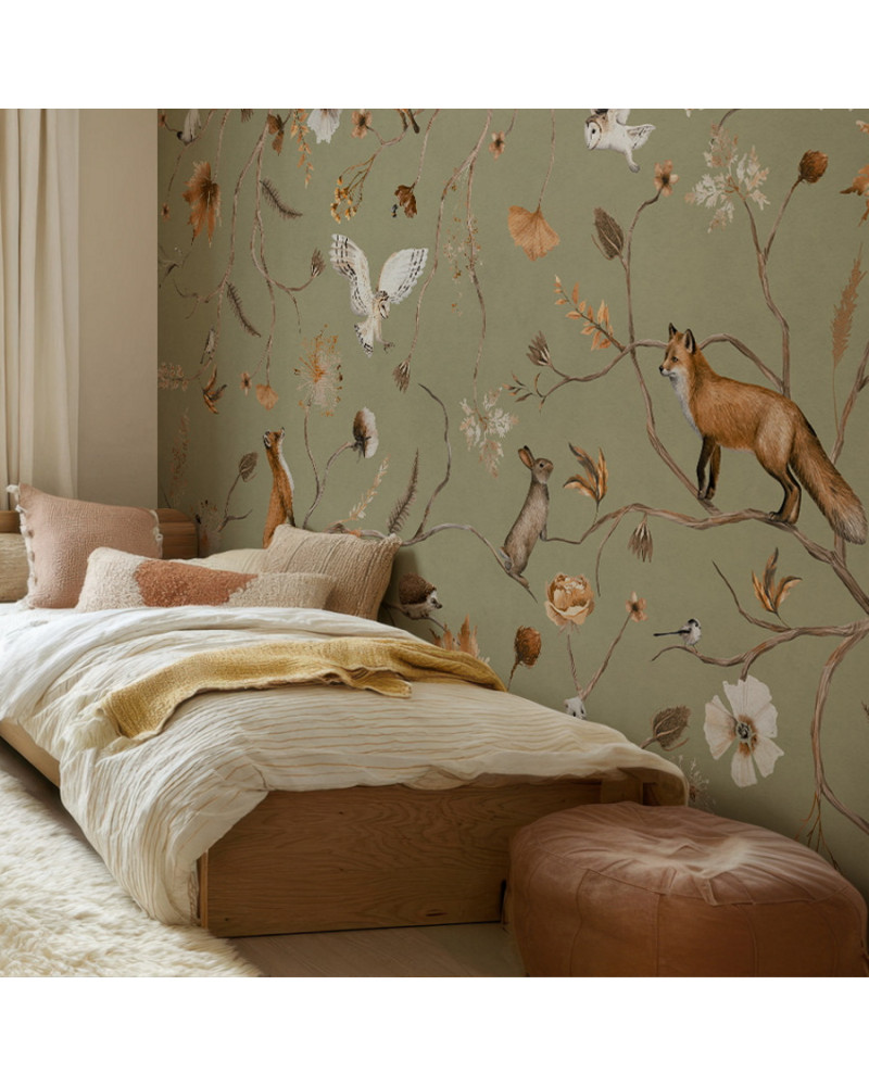 Papier peint enfant Playful Forest - Green