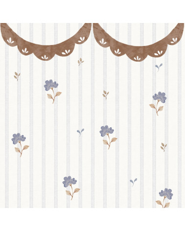 Papier Peint Enfant – Fleurs Rétro Délicates et Ornement Dekornik