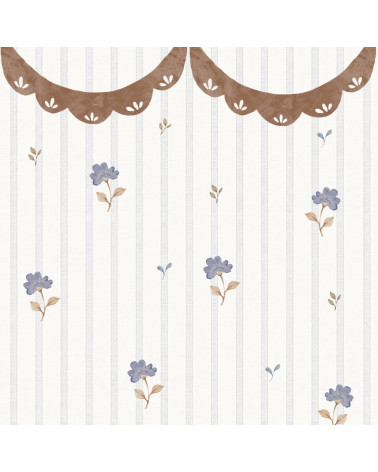 Echantillon Papier Peint Enfant – Fleurs Rétro Délicates et Ornement Dekornik