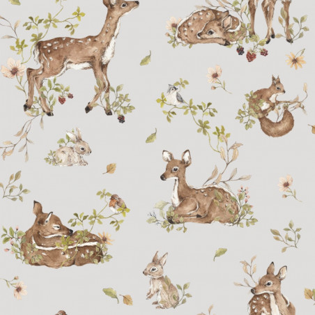 Echantillon papier peint - Biche et sous-bois